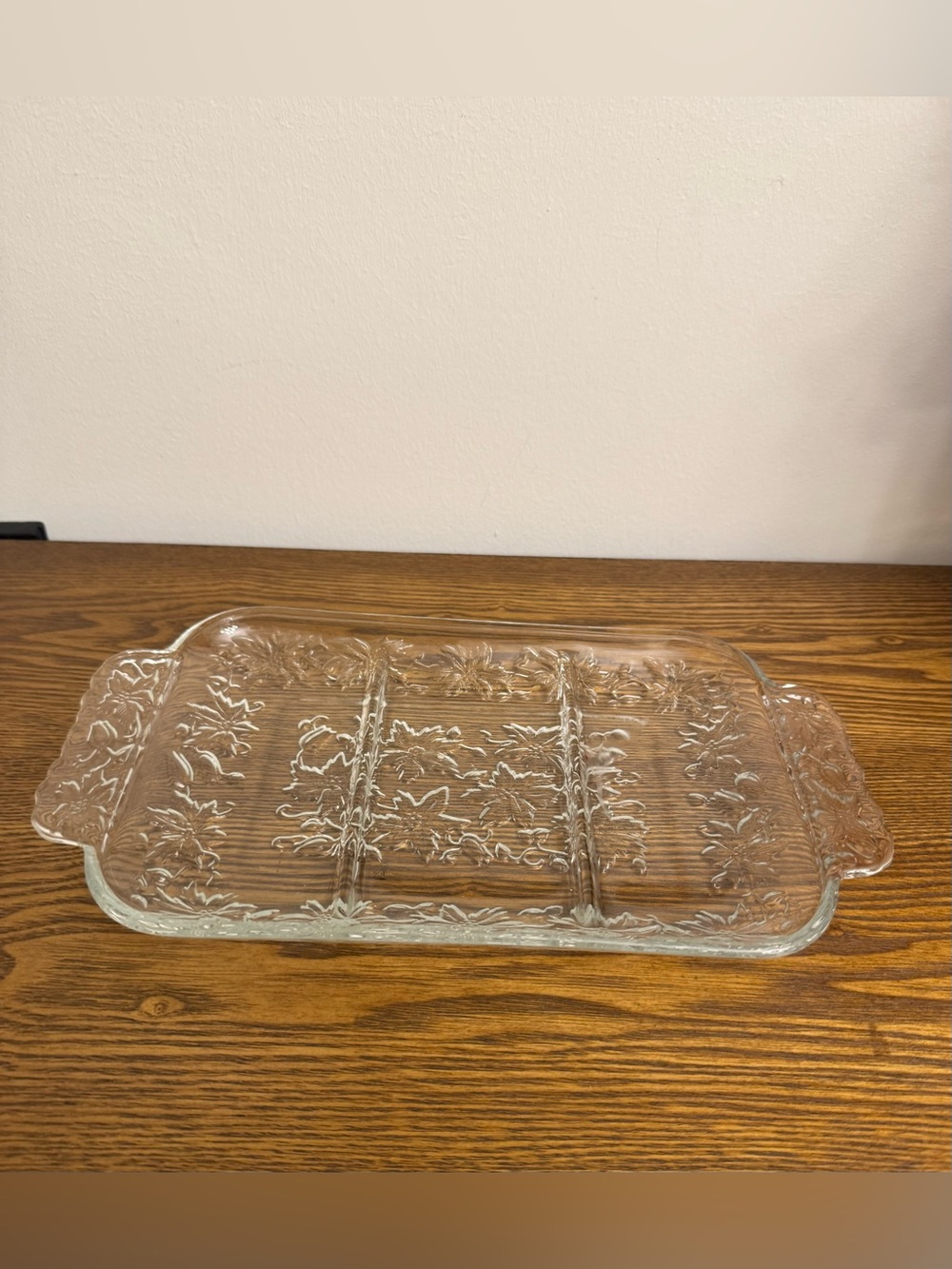 Vintage Princess House Crystal Fantasia 3-Section Divided Relish Dish Platter